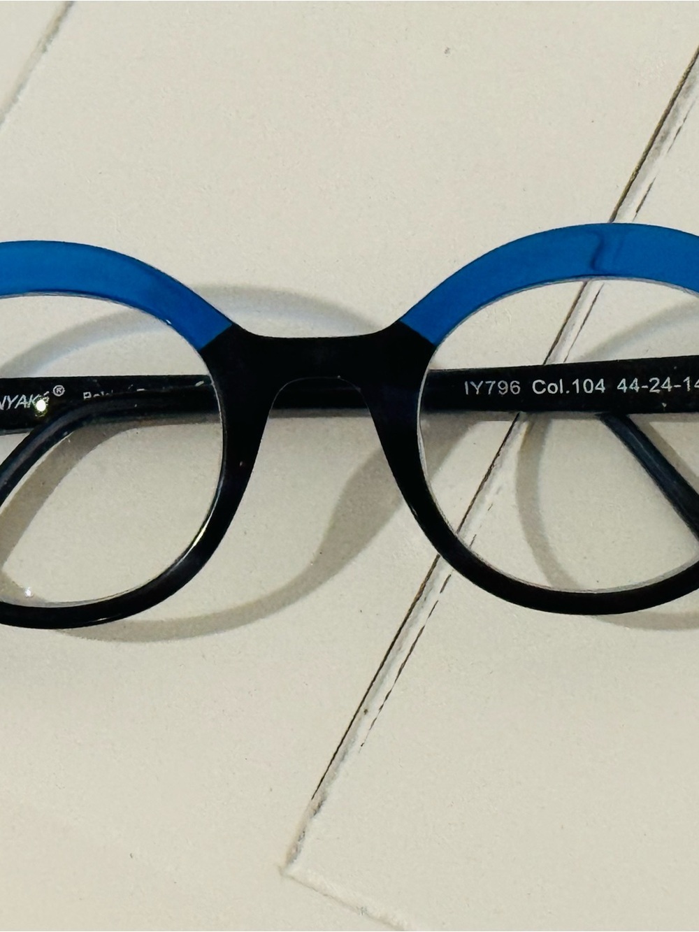 Iyoko-Inyake Blue and Black Round Women’s Glasses - Made in Belgium.